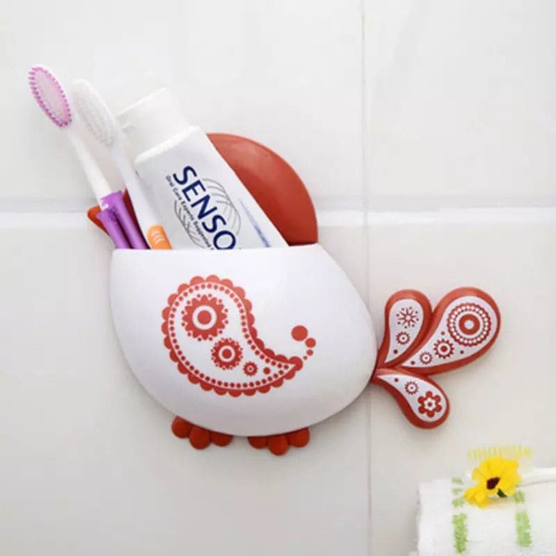 Cartoon Bird Pattern Suction Cup Tooth Brush Holder, Cute Cartoon Sucker Hook Toothbrush Holder, Wall Mounted Pen And Toothpaste Rack, Drain Free Comb Spoons Storage Box Cartoon Bird Pattern Suction Cup Tooth Brush Holder, Cute Cartoon Sucker Hook Toothbrush Holder, Wall Mounted Pen And Toothpaste Rack, Drain Free Comb Spoons Storage Box